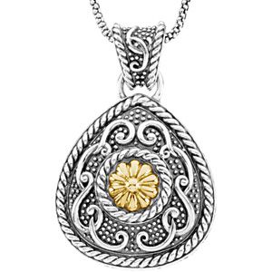 Sterling Silver & 14kt Yellow Gold Pendant on an 18
