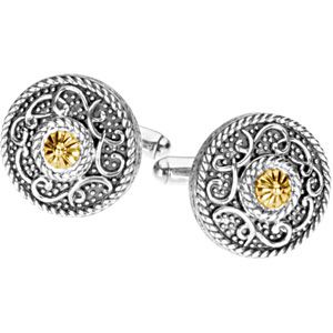 Sterling Silver & 14kt Yellow Gold Cufflinks