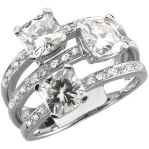 Created Moissanite and Diamond Ring