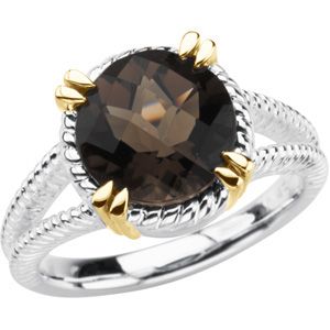 Sterling Silver & 14kt yellow Smoky Quartz Ring