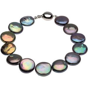 Freshwater Black Cultured Coin Pearl Necklace or Bracelet