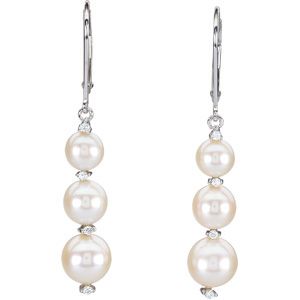 Freshwater Cultured Pearl & Diamond Earrings