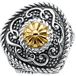 Sterling silver and 14kt yellow Pear shaped ring