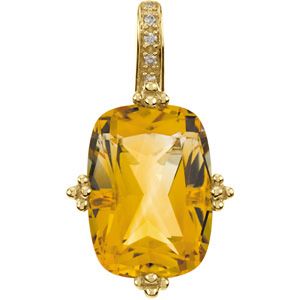 Genuine Citrine & Diamond Pendant