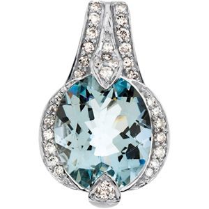 Genuine Aquamarine & Diamond Pendant