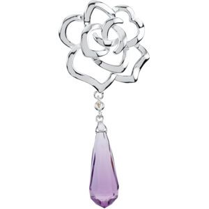 Genuine Amethyst Briolette & Diamond Pendant