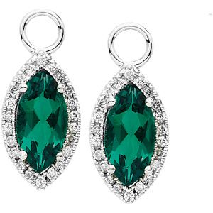 Diamond & Chatham Created Emerald Dangles