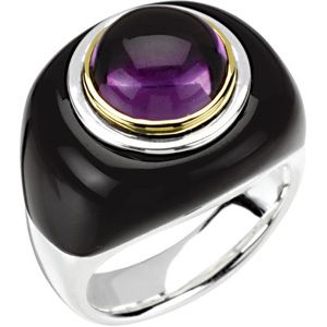Genuine Onyx & Amethyst Dome Ring