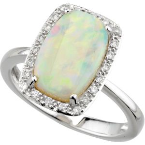 Genuine Opal & Diamond Ring
