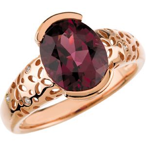 Genuine Rhodolite Garnet & Diamond Ring