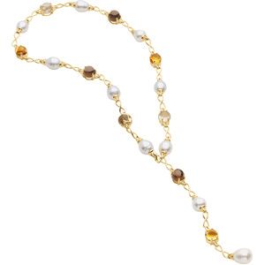 Aquarella&reg; South Sea Cultured Pearl & Genuine Gemstone Necklace