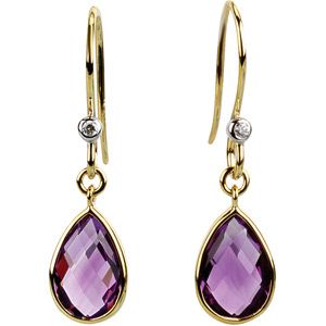 Genuine Amethyst & Diamond Earrings
