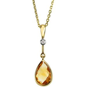 Genuine Citrine & Diamond Pendant