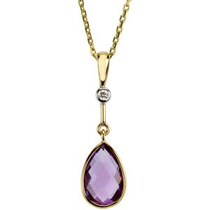 Genuine Amethyst & Diamond Pendant