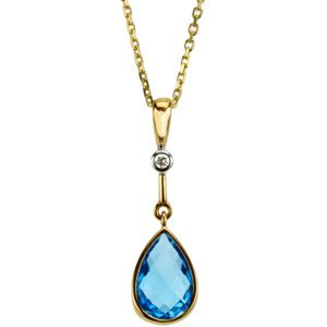 Genuine Swiss Blue Topaz & Diamond Pendant