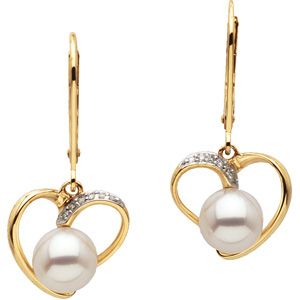 Freshwater Cultured Pearl & Diamond Earrings
