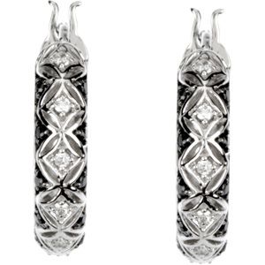 1/4 ct tw Black & White Diamond Hoop Earrings