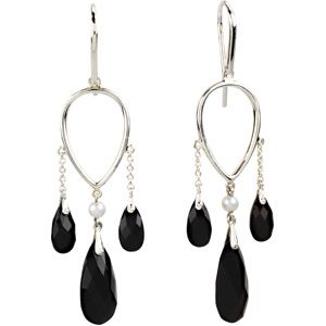 Genuine Onyx & Freshwater Pearl Earrings