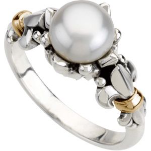Freshwater Cultured Pearl Fleur-de-lis Ring
