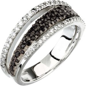 Genuine Black Spinel & Diamond Ring