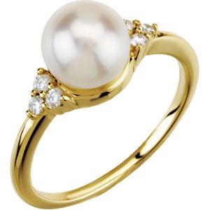 Ring Mounting for Pearl and Diamonds