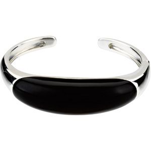 Genuine Onyx Hinged Cuff Bracelet