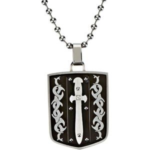 Black ion plated Stainless Steel Pendant on a 30 inch Bead Chain
