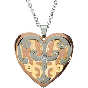 Ion Plated Heart Pendant on a 18