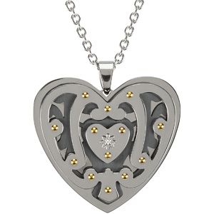 Ion Plated Heart Pendant on a 18