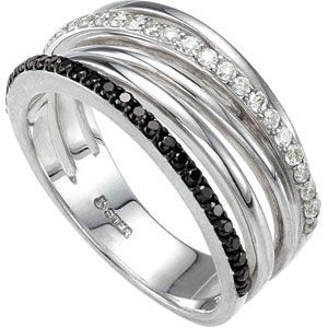 Genuine Black Spinel & Diamond Ring