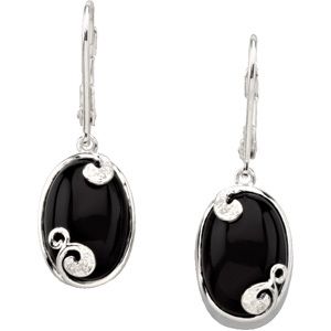 Genuine Onyx & Diamond Earrings