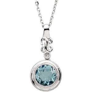 Genuine Aquamarine & Diamond Pendant