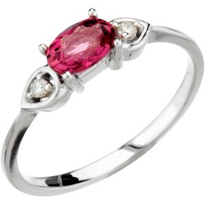 Genuine Pink Tourmaline & Diamond Ring