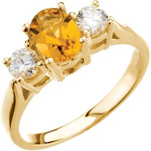 Genuine Citrine & Diamond Ring