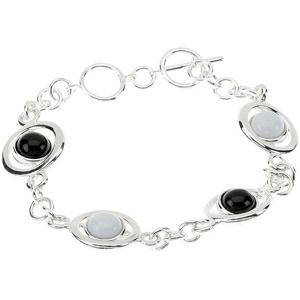 Genuine Onyx & White Agate Bracelet
