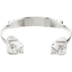 Sterling Silver / Rhodium Plated Heart U&trade; Back Boxer Bangle Bracelet