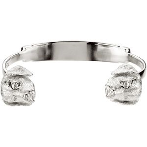 Sterling Silver / Rhodium Plated Heart U Back&trade; Golden Retriever Bangle Bracelet