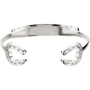 Sterling Silver / Rhodium Plated Heart U Back&trade; Horseshoe Bangle Bracelet