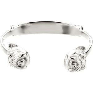 Sterling Silver / Rhodium Plated Heart U Back&trade; Bulldog Bangle Bracelet