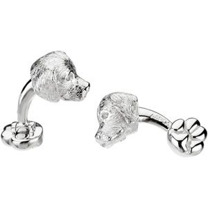 Sterling Silver / Rhodium Plated Heart U Back&trade; Golden Retriever Cuff Links