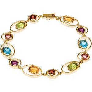 Genuine Citrine, Amethyst, Swiss Blue Topaz, Pink Tourmaline, Peridot & Mozambique Garnet Bracelet