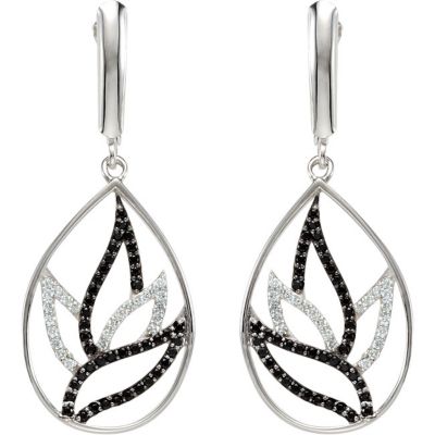 Genuine Black Spinel & Diamond Earrings