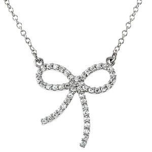 1/4 ct tw Diamond Platinum Bow Necklace