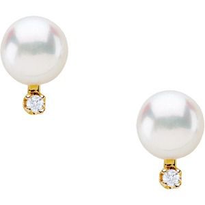 Freshwater Pearl & Diamond Earrings