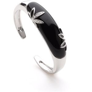 Genuine Onyx & Diamond Cuff Bracelet