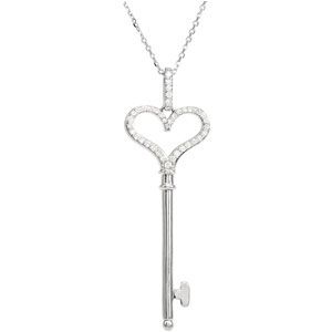 1/4 ct tw Diamond Heart Key Pendant or Necklace