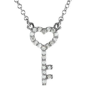 1/8 ct tw Diamond & Platinum Skeleton Key Necklace
