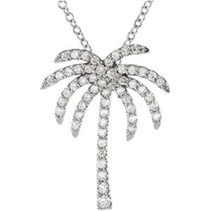 1/3 ct tw Diamond & Platinum Palm Tree Necklace