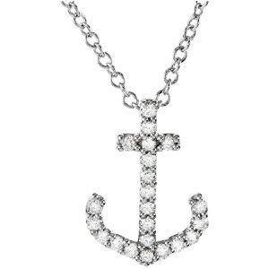 1/8 ct tw Diamond & Platinum Anchor Necklace