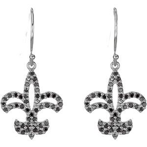 1/2 ct tw Black Diamond Fleur-de-lis Earrings